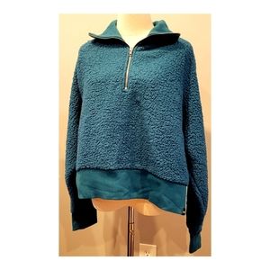 NWOT VS PINK Quarter Zip Sherpa Pullover XL Teal